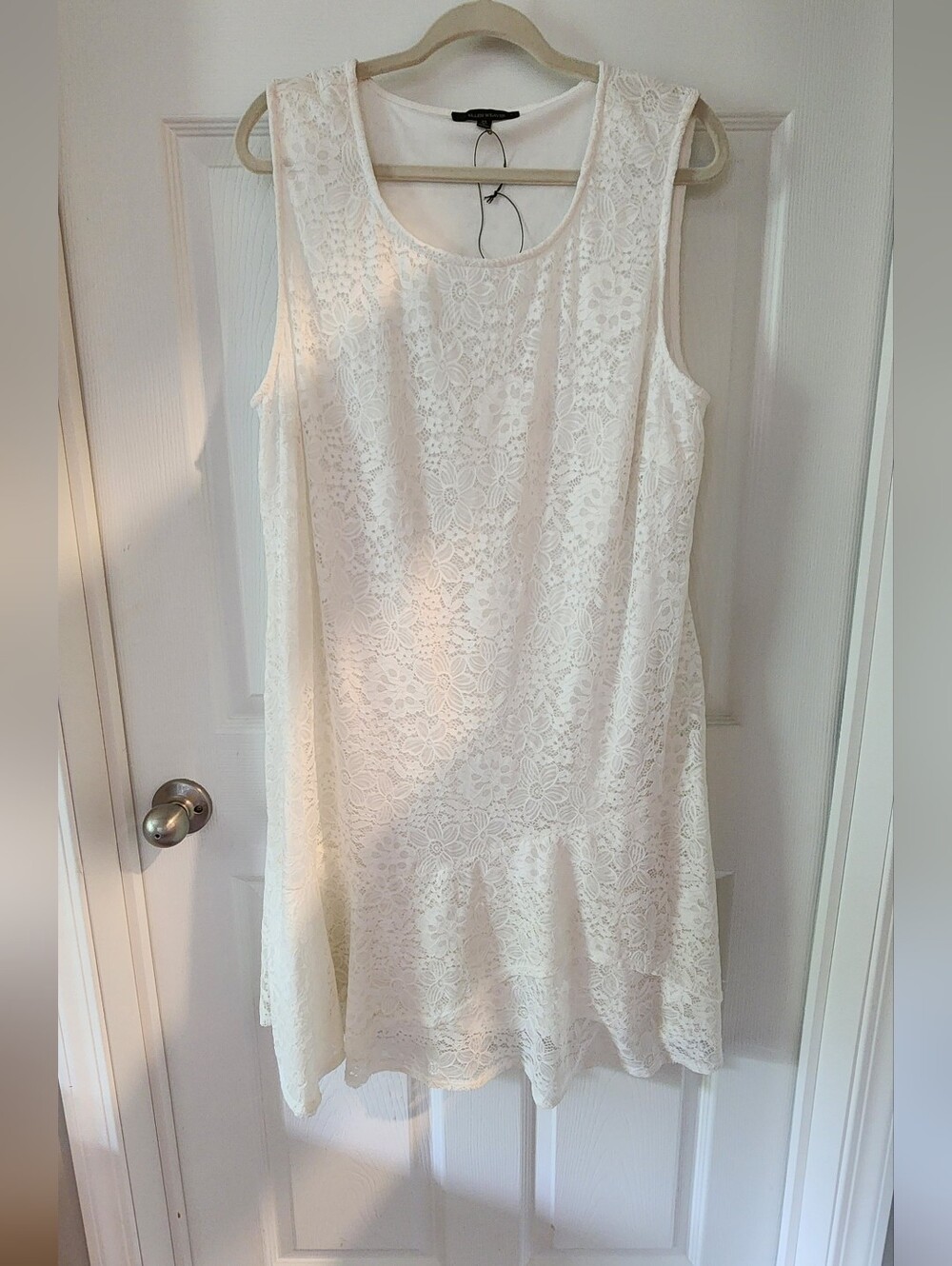 Ellen Weaver 3X White Lace Sleeveless Shift Dress